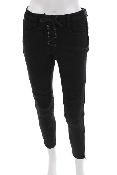 Joie Women Ankle Jeggings Black Low Rise Button Size 26