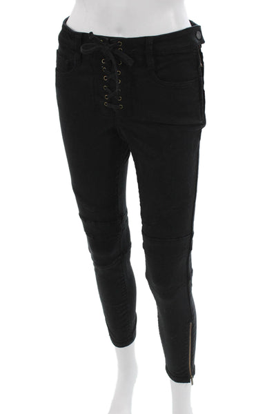 Joie Women Ankle Jeggings Black Low Rise Button Size 26
