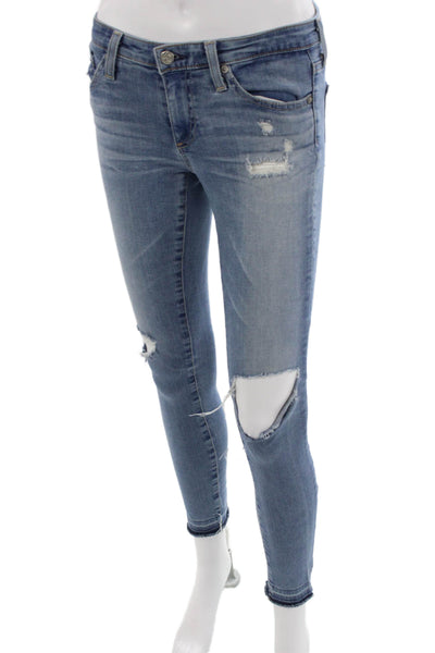 AG-ED Denim Women Skinny Ankle Jeans Blue Low Rise Size 26
