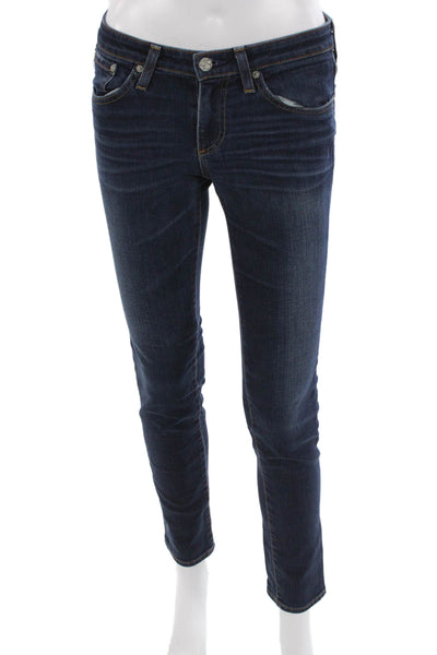 AG Adriano Goldschmied Women Dark Blue Skinny Jeans Low Rise 30 Inseam Size 26