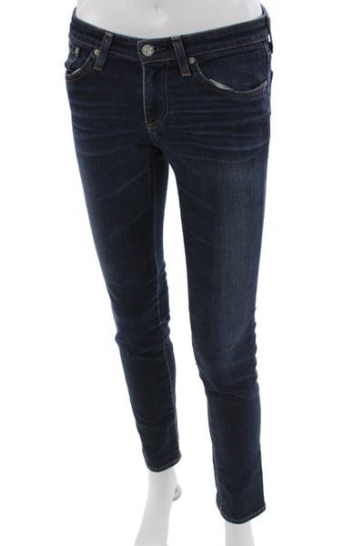 AG Adriano Goldschmied Women Dark Blue Skinny Jeans Low Rise 30 Inseam Size 26