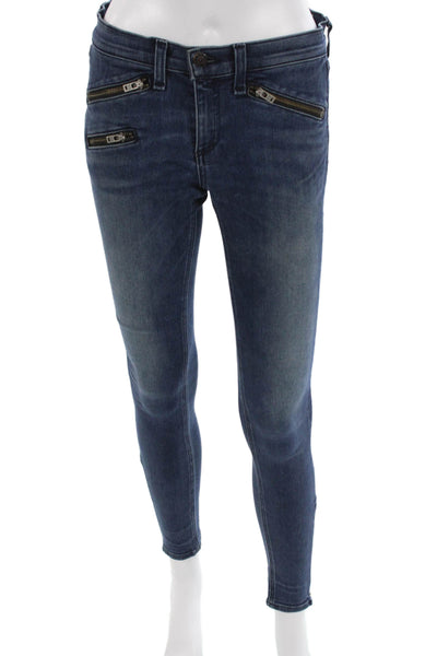 Rag & Bone Jean Women Ankle Skinny Biker Jeans Dark Blue Size 26