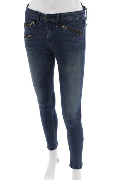 Rag & Bone Jean Women Ankle Skinny Biker Jeans Dark Blue Size 26
