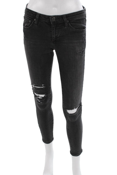 AG Adriano Goldschmied Women Skinny Ankle Jeans Dark Gray Low Rise Size 26