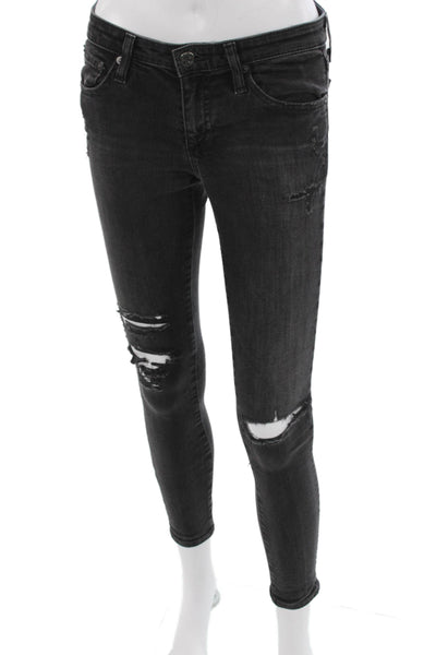 AG Adriano Goldschmied Women Skinny Ankle Jeans Dark Gray Low Rise Size 26