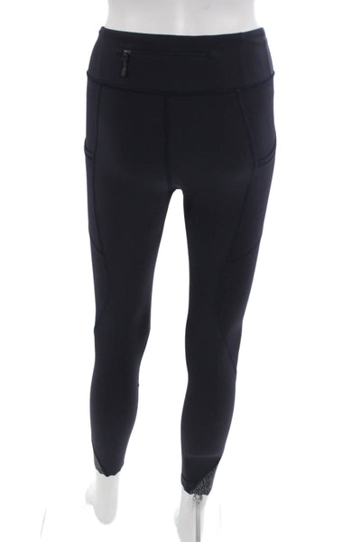 Lululemon Womens Ankle Leggings Dark Blue Nylon Zip Designer Size 4