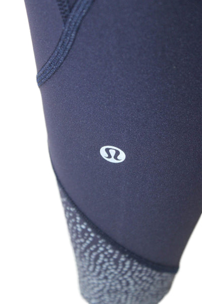Lululemon Womens Ankle Leggings Dark Blue Nylon Zip Designer Size 4