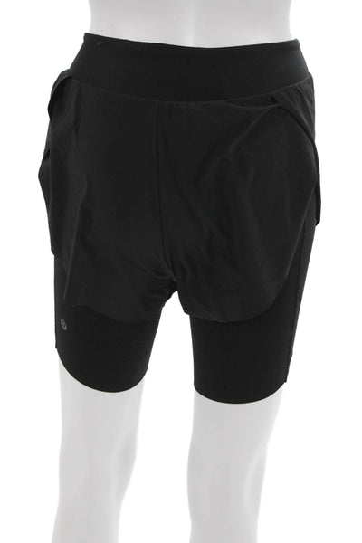 Lululemon Women Biker Shorts Black Recycled Polyester Sports Size 2
