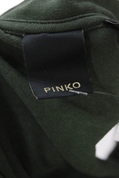 Pinko Women Cropped Short Sleeve Tie Front Army Green Top Size XS