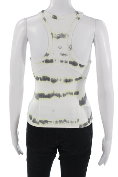 Lululemon Women Striped Sleeveless Tank White Round Neck Basic Size 4
