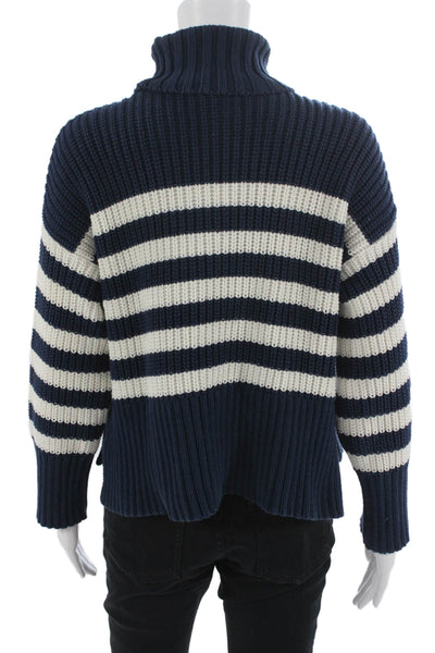 Madewell Women Striped Turtleneck Pullover Sweater Dark Blue Size XS
