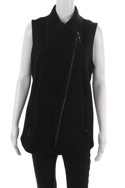Eileen Fisher Womens Vest Black High Neck Sleeveless Zip Closure Size M
