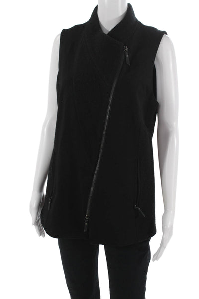 Eileen Fisher Womens Vest Black High Neck Sleeveless Zip Closure Size M