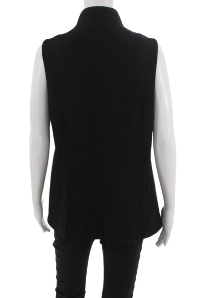 Eileen Fisher Womens Vest Black High Neck Sleeveless Zip Closure Size M