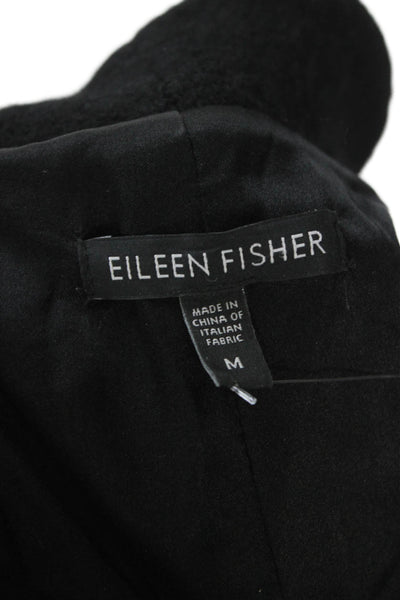 Eileen Fisher Womens Vest Black High Neck Sleeveless Zip Closure Size M