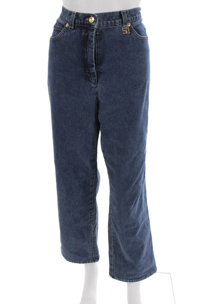 St. John Sport By Marie Gray Women Straight Jeans Dark Blue High Rise Size 12
