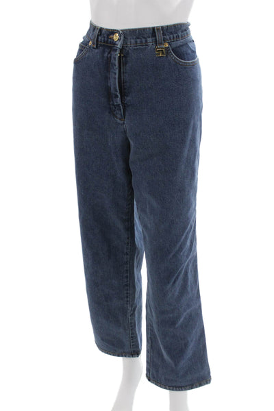 St. John Sport By Marie Gray Women Straight Jeans Dark Blue High Rise Size 12