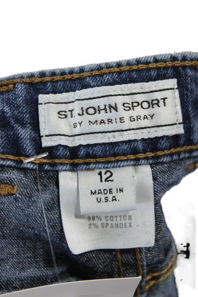 St. John Sport By Marie Gray Women Straight Jeans Dark Blue High Rise Size 12