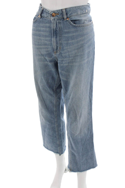 Escada Sport Womens Cropped Wide-Leg Light Blue Cotton Jeans Size 40