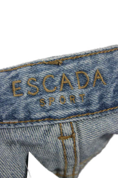 Escada Sport Womens Cropped Wide-Leg Light Blue Cotton Jeans Size 40