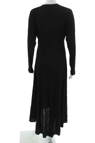 Trend Les Copains Womens Maxi Black V-Neck Long Sleeve Dress Size 42