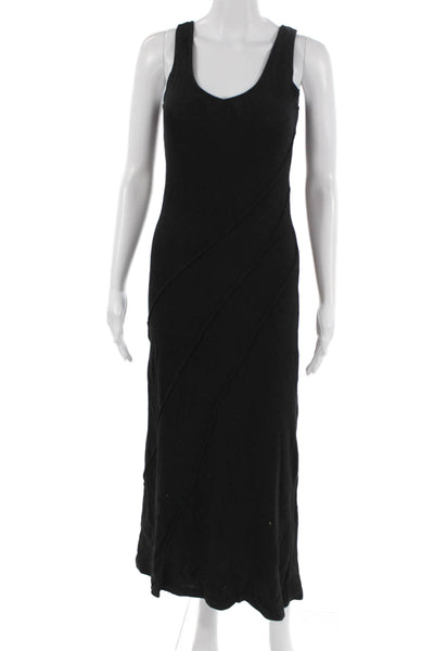 Peruvian Connection Womens Maxi Tank Dress Black Pima Cotton V Neck Size XS