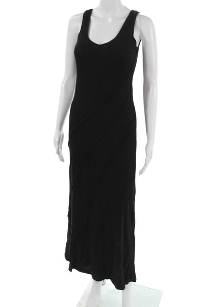 Peruvian Connection Womens Maxi Tank Dress Black Pima Cotton V Neck Size XS