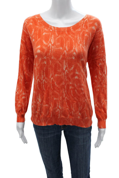 Haute Hippie Womens Pullover Sweater Orange Wool Blend Animal Print Size S