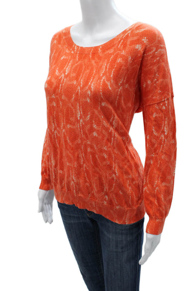 Haute Hippie Womens Pullover Sweater Orange Wool Blend Animal Print Size S