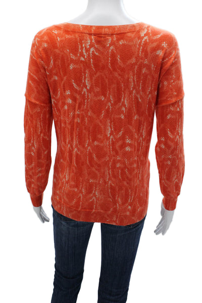 Haute Hippie Womens Pullover Sweater Orange Wool Blend Animal Print Size S