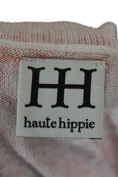 Haute Hippie Womens Pullover Sweater Orange Wool Blend Animal Print Size S
