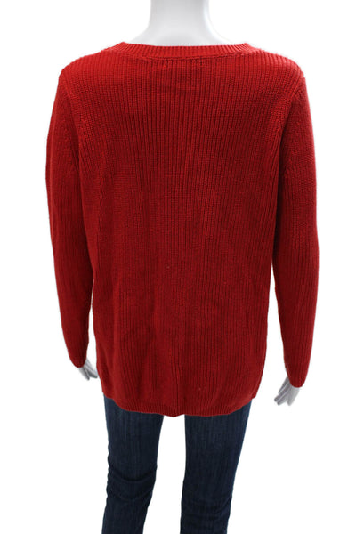 525 America Women Red Cotton Crew Neck Pullover Sweater Size XS