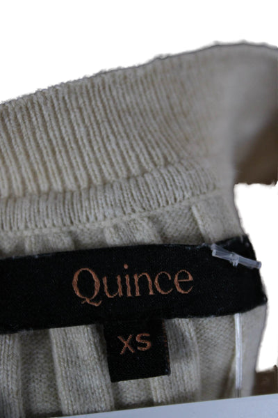 Quince Women Pullover Striped Crew Neck Beige Long Sleeve Size XS