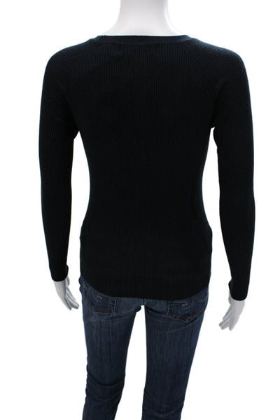 525 America Womens Pullover Sweater Black Long Sleeve Round Neck Size XS