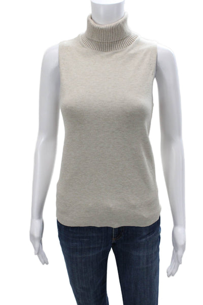 MNG Women Beige Sleeveless Turtleneck Pullover Sweater Size XS