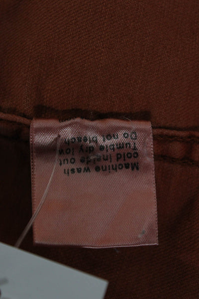 AG Women Designer Orange Collared Button Jacket Long Sleeve Size S