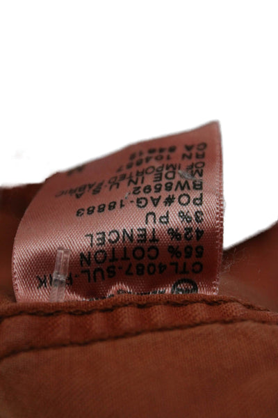 AG Women Designer Orange Collared Button Jacket Long Sleeve Size S