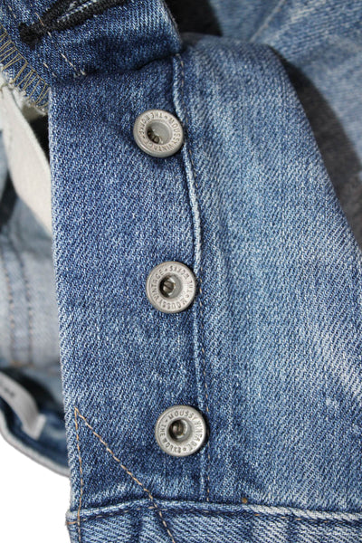 Moussy Women Straight Jeans Mid-Rise Blue 100% Cotton Inseam 25in Size 24