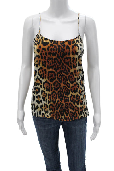 Equipment Femme Womens Silk Leopard Camisole Beige Round Neck Size S Petite