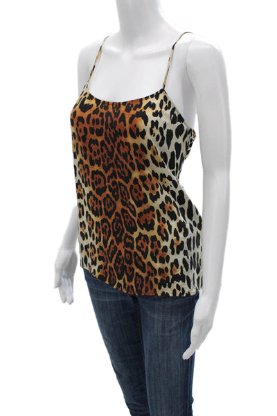 Equipment Femme Womens Silk Leopard Camisole Beige Round Neck Size S Petite