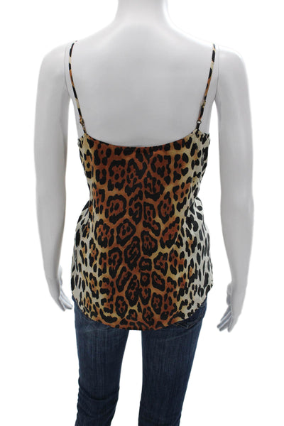 Equipment Femme Womens Silk Leopard Camisole Beige Round Neck Size S Petite