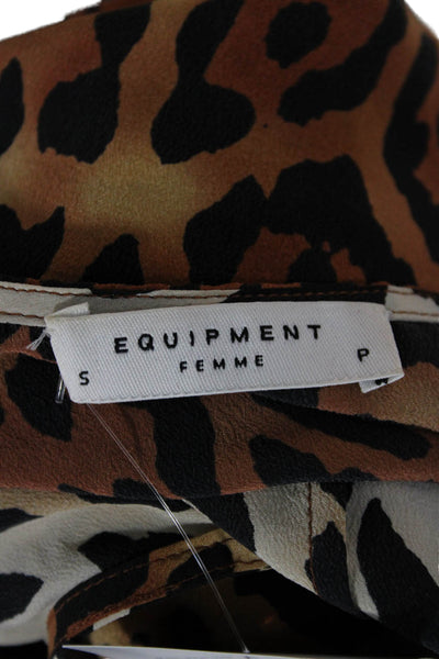 Equipment Femme Womens Silk Leopard Camisole Beige Round Neck Size S Petite