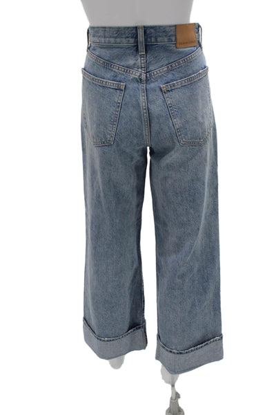 Denim Forum Women Wide-Leg Cropped Jeans Blue High-Rise Size 26