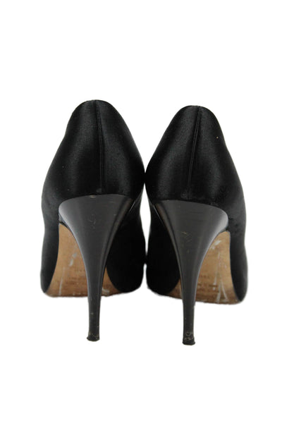 Giuseppe Zanotti Design Womens Stiletto Crystal Satin Peep Toe Pumps Black 38.5