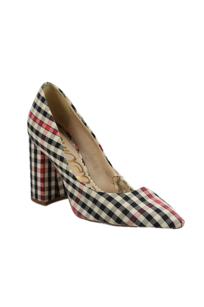 Sam Edelman Womens Block Heel Pointed Toe Plaid Pumps Multicolored Size 6.5