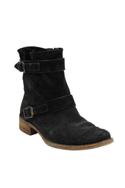 Paul Green Womens Slip On Block Heel Double Buckle Booties Black Size UK 4