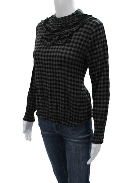 Z1975 Zara Basic Denim Womens Black Long Sleeve High Neck Blouse Size M