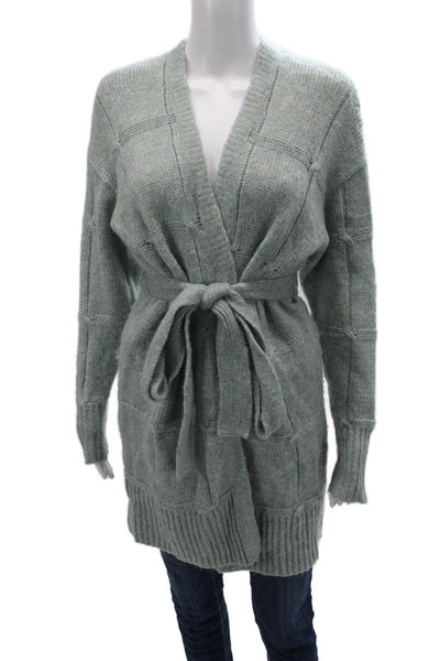 A New Day Womens Cardigan Gray V Neck Tie Long Sleeve Size S