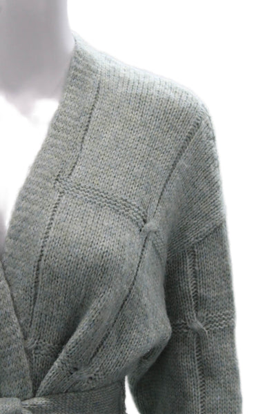A New Day Womens Cardigan Gray V Neck Tie Long Sleeve Size S
