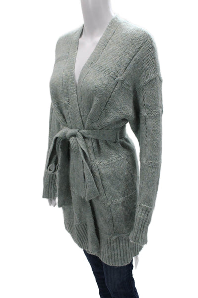 A New Day Womens Cardigan Gray V Neck Tie Long Sleeve Size S